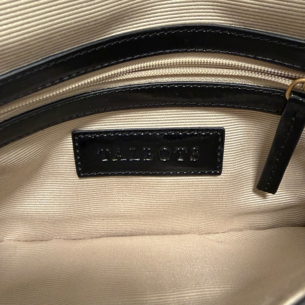 Talbots Solid Black Rectangle Patent Clutch - image 6